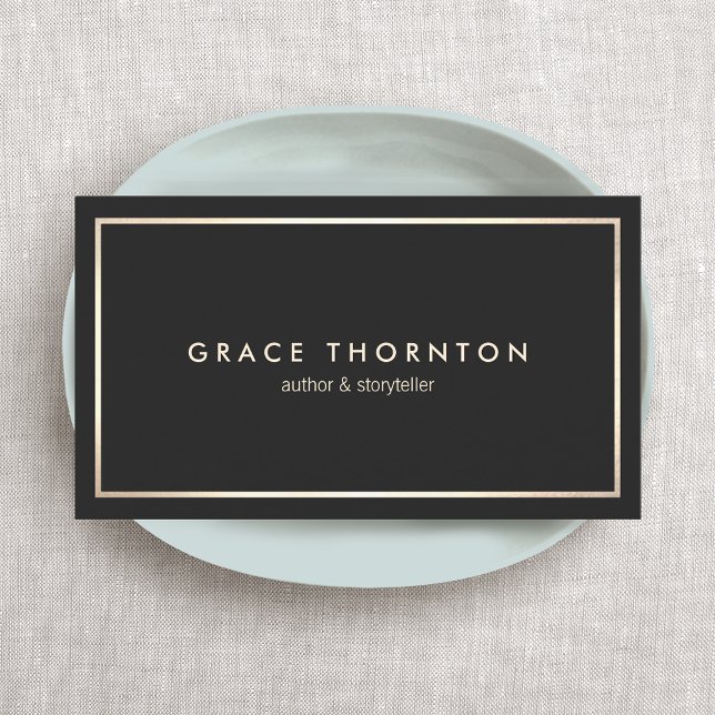 Professional Black Gold Border Business Card (Creator Uploaded)