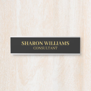Professional Black Gold Custom Name Title Employee Door Sign