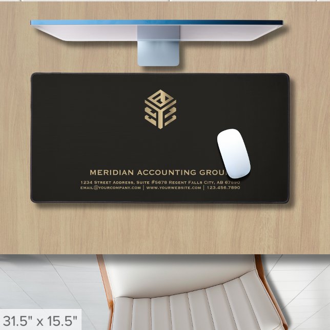 Professional Black Gold Geometric Logo Desk Mat (Creator Uploaded)