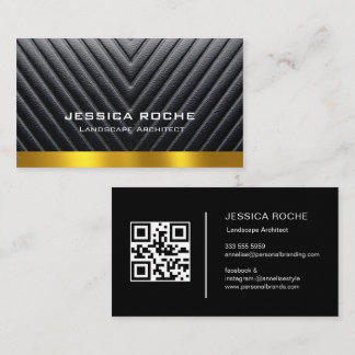 Professional Black & Gold Landscape Architect QR  Business Card