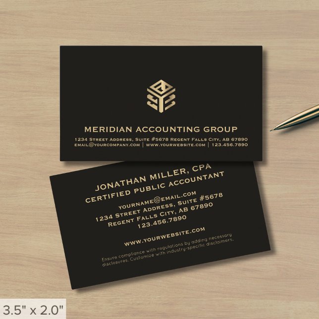 Professional Black Gold Logo Business Card (Creator Uploaded)