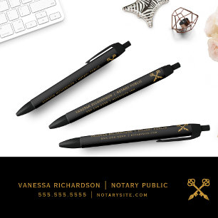 Professional Black Gold Notary Promo Business Ink Pen