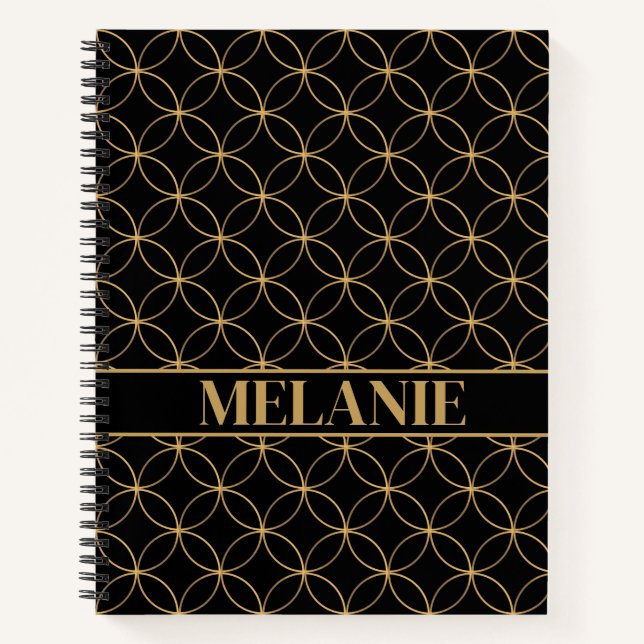 Professional Black & Gold Personalised Name Notebook (Front)