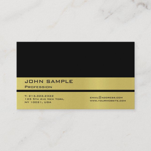 Professional Black Gold Premium Pearl Finished Business Card (Front)
