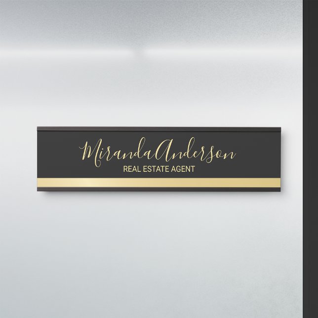 Professional Black & Gold with Modern Script Name Door Sign (Creator Uploaded)