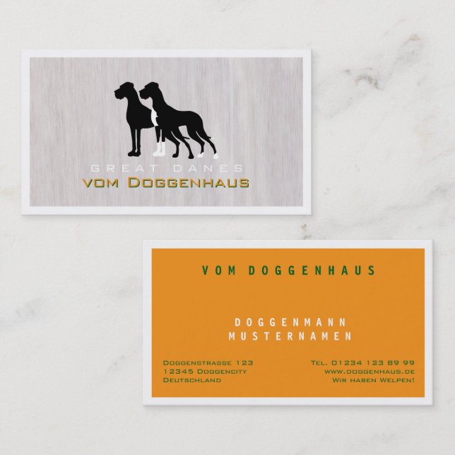 Professional black Great Danes Business Card (Front/Back)