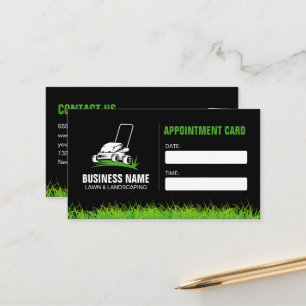 Professional Black Green Lawn Care & Landscaping Appointment Card
