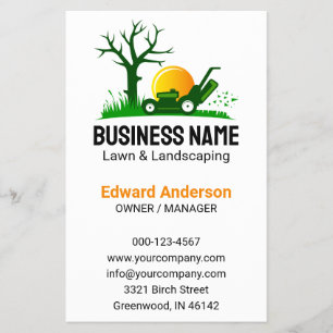 Professional Black Green Lawn Care Landscaping Flyer