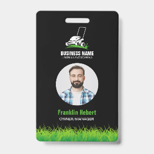 Professional Black Green Lawn Care & Landscaping ID Badge