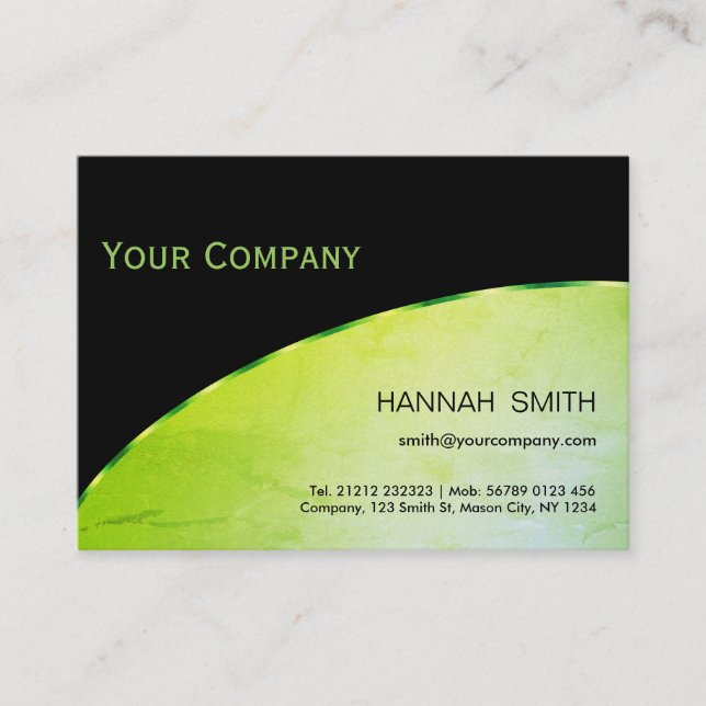 Professional Black Green Metal Modern Elegant Business Card (Front)