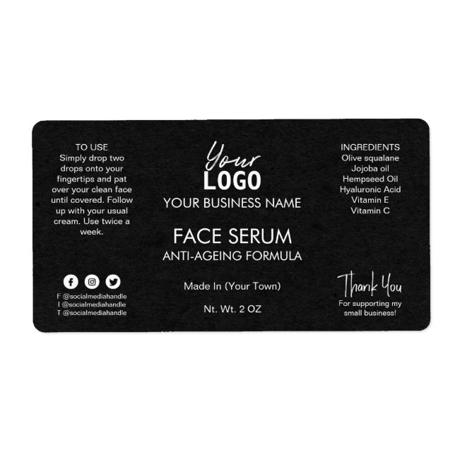 Professional Black Kraft Texture Face Oil Serum (Front)