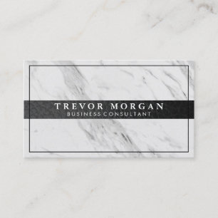 Professional Black Leather Trim Marble Business Card