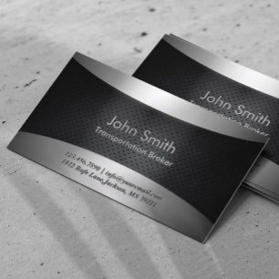 Professional Black Metal Transportation Broker  Business Card