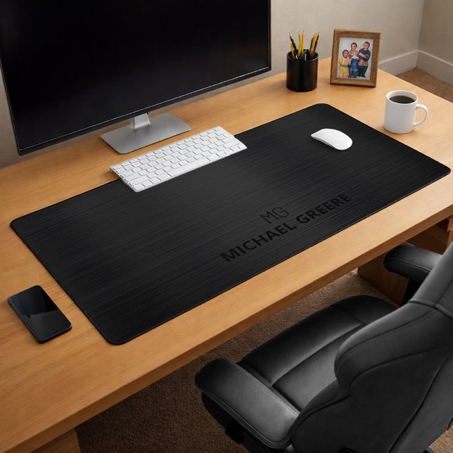 Professional Black Metallic Monogram Desk Mat (Creator Uploaded)