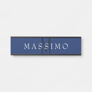 Professional Black Monogram Blue Your Name Door Sign