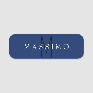 Professional Black Monogram Blue Your Name Tag
