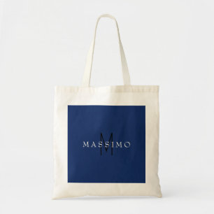 Professional Black Monogram Blue Your Name Tote Bag