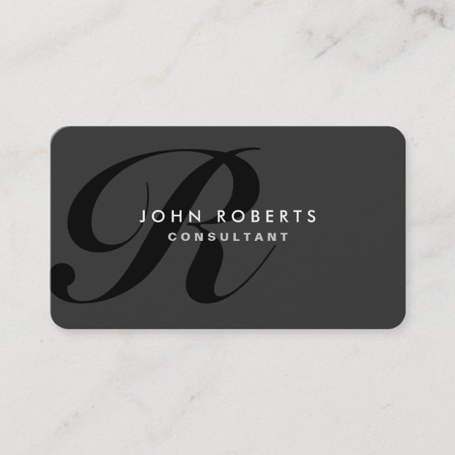 Professional Black Monogram Elegant Modern Business Card (Front)