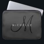 Professional Black Monogram Grey Your Name Laptop Sleeve<br><div class="desc">Plain Minimalist Modern Designs. They're all simple, attractive, unique.</div>
