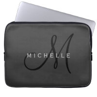 Professional Black Monogram Grey Your Name