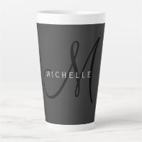 Professional Black Monogram Grey Your Name