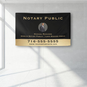 Professional Black Notary Round Photo Marketing Banner