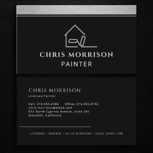 Professional Black Paint Roller Painter Business Card