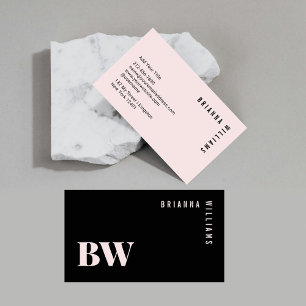 Professional Black Pink Monogram Modern Minimal Business Card