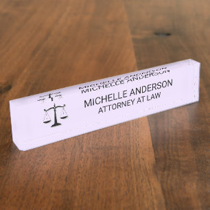 Professional Black Purple Lawyer Attorney Nameplate