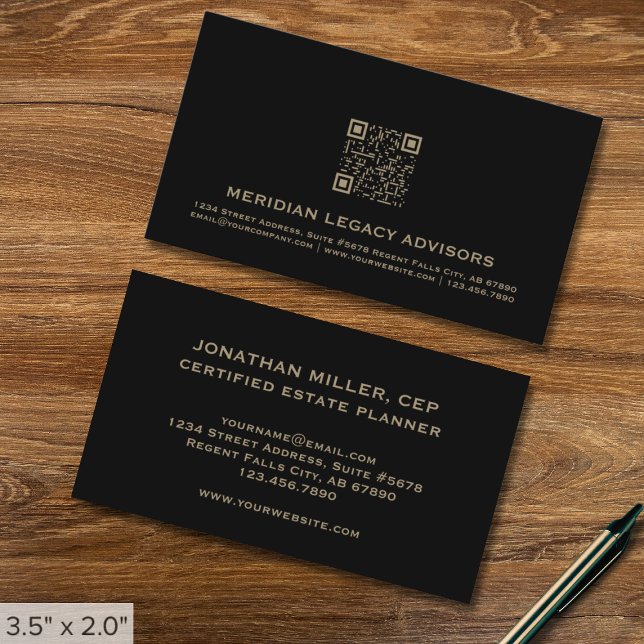 Professional Black QR Code Business Card (Creator Uploaded)