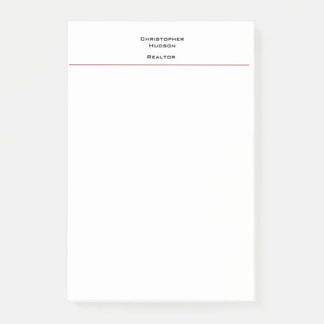 Professional Black Red White Simple Plain Post-it Notes (Front)