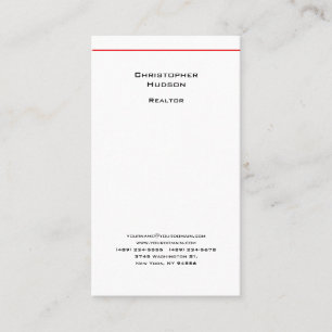 Professional Black Red White Simple Plain Realtor Business Card