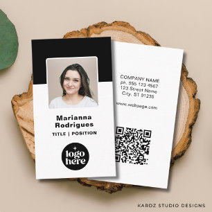Professional Black White Business Logo Photo Card