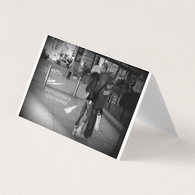 Professional Black & White Folded Business Card (Front)