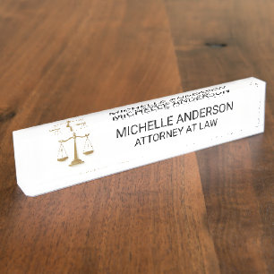 Professional Black white Lawyer Attorney Nameplate