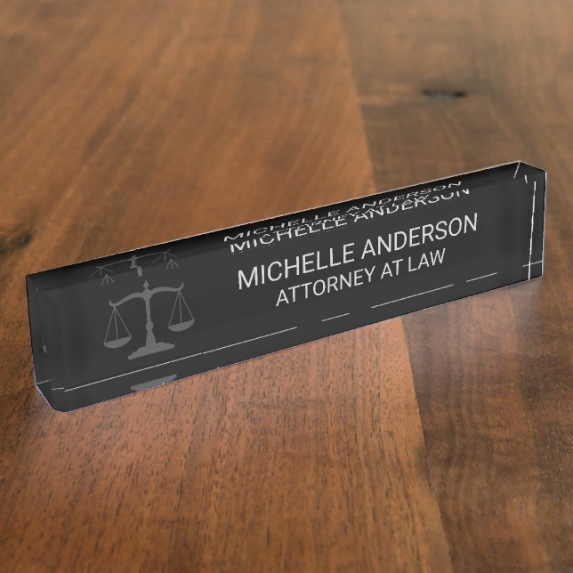 Professional Black white Lawyer Attorney Nameplate (Side)