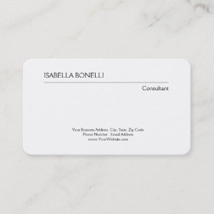 Professional Black White Minimalist Plain Creative Business Card