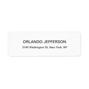 Professional Black & White Modern Plain Elegant Return Address Label
