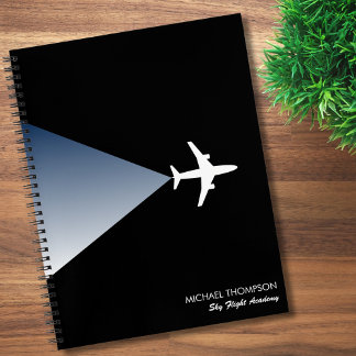 Professional Black White Modern Stylish Aviation Notebook
