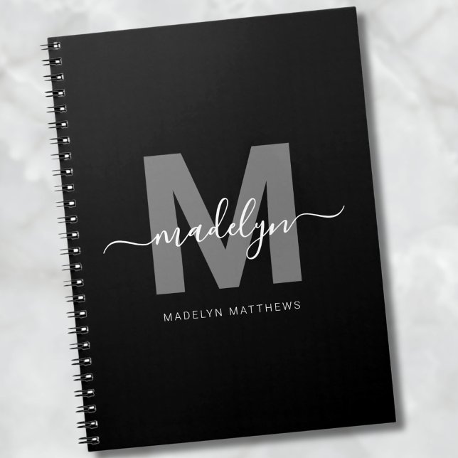 Professional Black White Monogram Initial Notebook (Professional Black White Monogram Initial notebook)