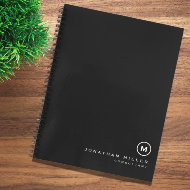 Professional Black & White Monogram Initial Notebook (Creator Uploaded)