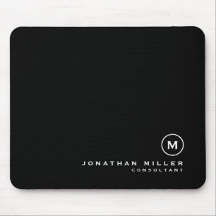 Professional Black & White Monogram Medallion Mouse Pad