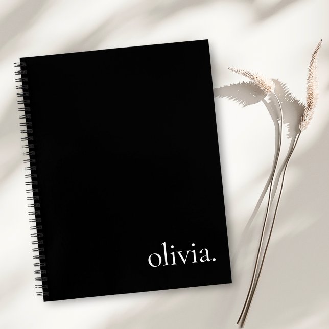 Professional Black & White Monogram Simple Name Notebook (Creator Uploaded)