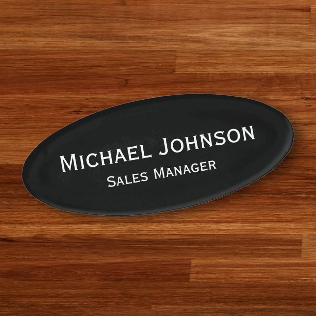 Professional Black White Office Executive Magnetic Name Tag (Professional Black White Office Executive Magnetic Name Tag)