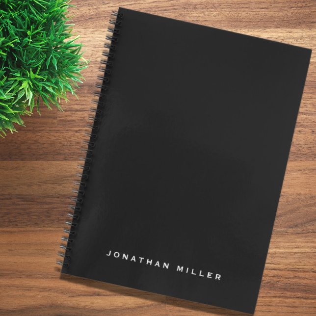 Professional Black White Personalised Name Notebook (Creator Uploaded)