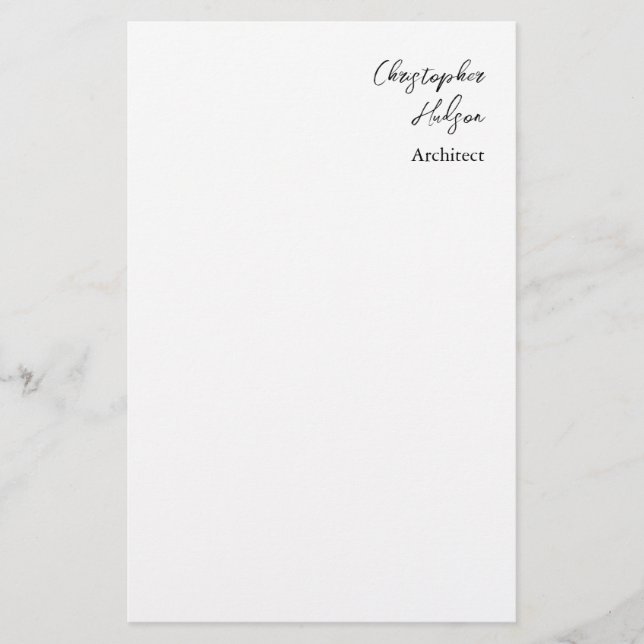Professional Black White Plain Architect Stationery (Front)