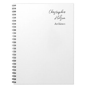 Professional Black White Plain Architect Thick Notebook