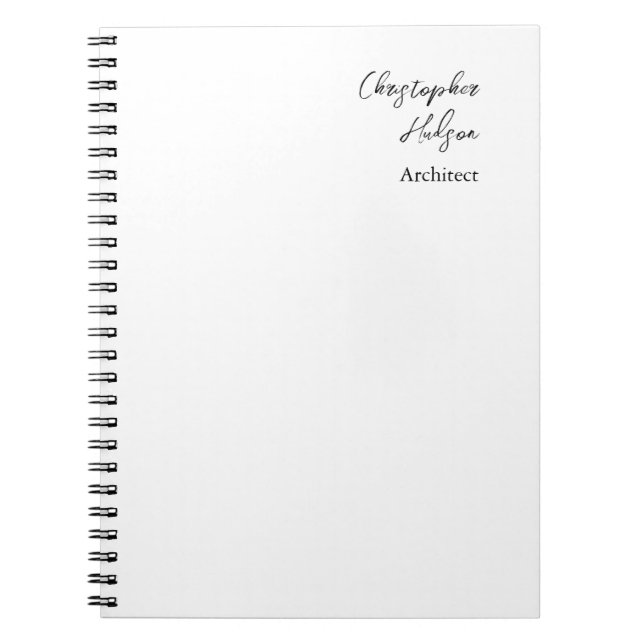 Professional Black White Plain Architect Thick Notebook (Front)