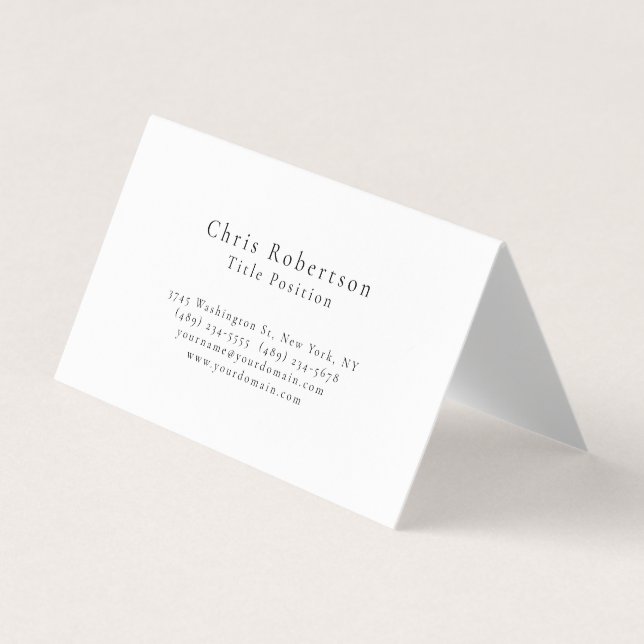 Professional Black White Plain Modern Simple Business Card (Front)