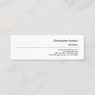 Professional Black White Simple Plain Architect Mini Business Card